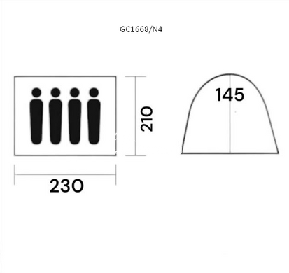 Палатка 4х местная 230х210х145 GreenCamp 1668/N4